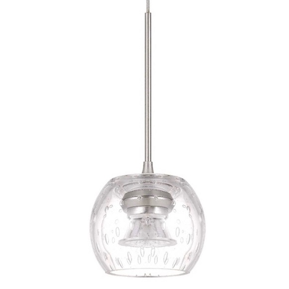 NEW PENDANT HOME LED Dimmable Mini Pendant w/ Smoked Glass Silver Cal Lighting - Picture 3 of 7